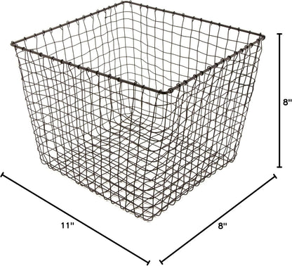 G.E.T. WB-315-MG Heavy Duty Iron Wire Utility Storage Basket/Bin with Handles, 11" x 8" x 8"