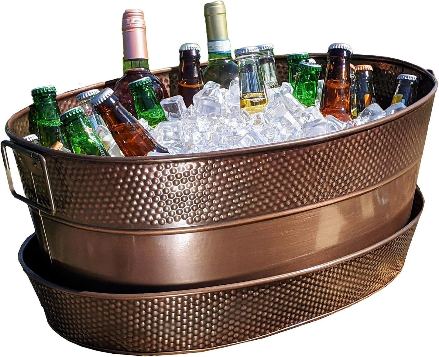 BREKX Aspen Heavy-Duty Oval Stainless Steel Drink Cooler for Parties - Metal Large Ice Bucket for Drinks, 25-Quart (30-Bottle) Large Cooler Ice Container for Parties