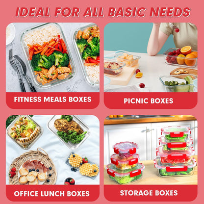 VERONES 30 Pieces Glass Meal Prep Containers Set, Stackable Glass Food Storage Containers with Lids-Airtight Lunch Containers，for Microwave, Oven, Freezer & Dishwasher,Grey