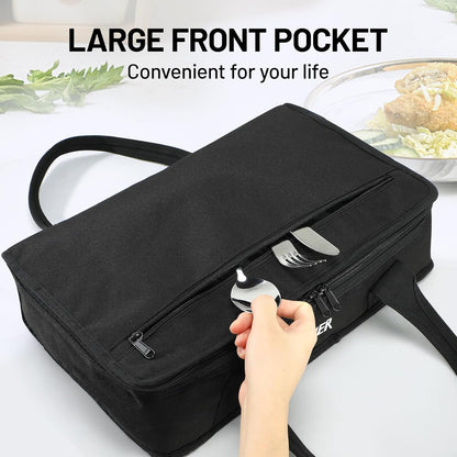 MIER Insulated Casserole Carrier for Hot or Cold Food Thermal Food Carrier Bag for Lasagna Potluck Parties Picnic Cookouts, Fits 9"x13" Baking Dish/Foil Pan, Red