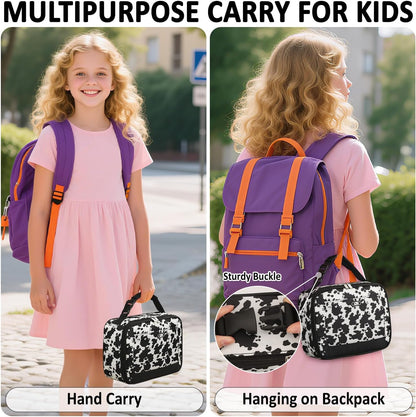 Lunch Box Kids Insulated Lunch Bag for Boys Girls Cute Reusable Lunch Tote Bag Waterproof Portable Thermal Lunch Box Kids for School Picnic Travel Black