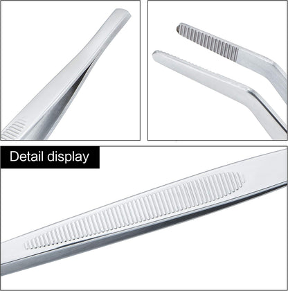 MSY BIGSUNNY Professional Chef Kitchen Cooking Precision Tweezers Culinary Curved Tip Tongs for Baking Decorating (1, 9.5")