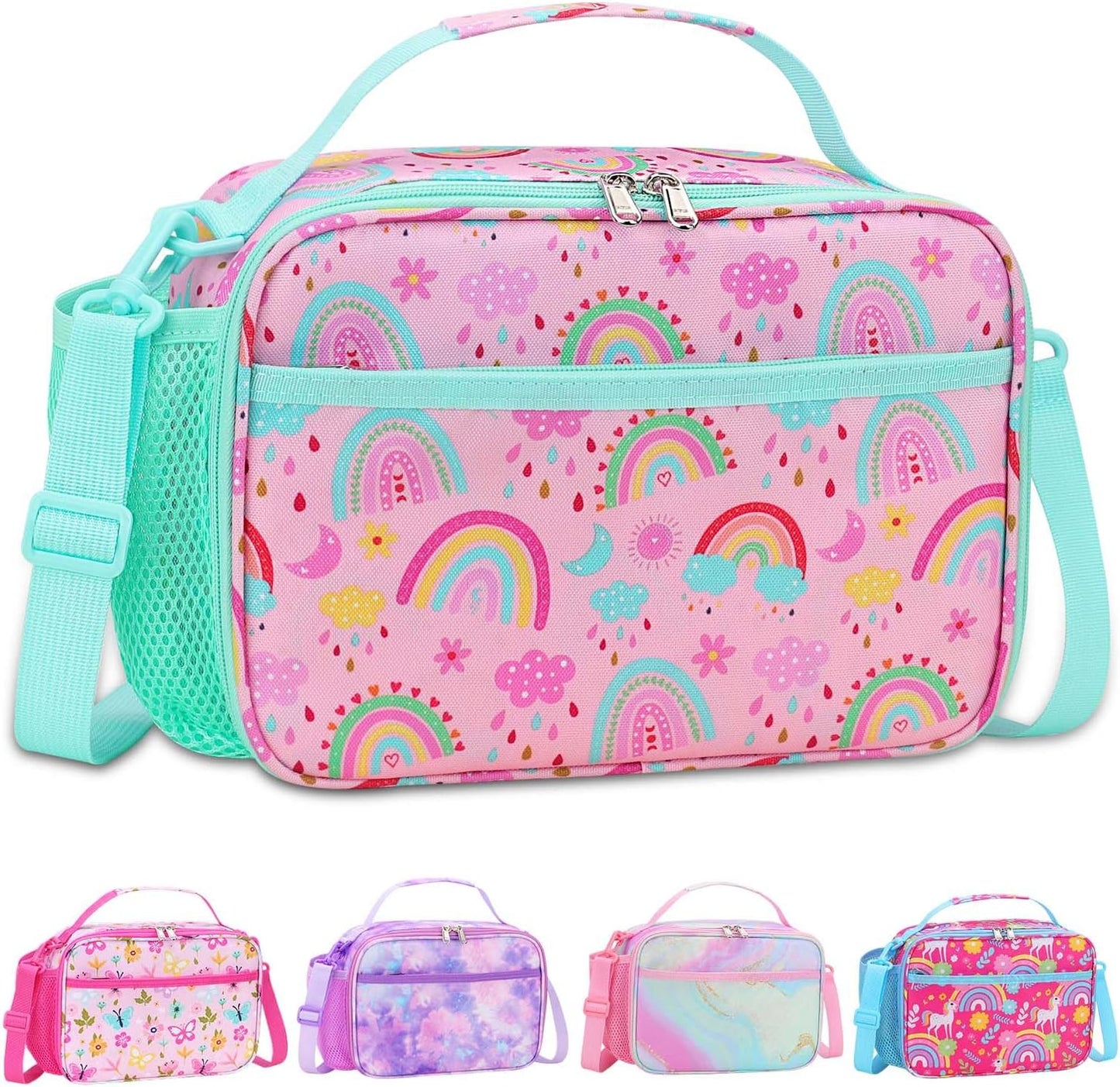 RHCPFOVR Kids Initial Lunch Bag - Insulated Lunch Box for Boys Girls,Washable Lunch Bag and Reusable Toddler Leak-proof Lunchbox for School and Daycare - Colors A