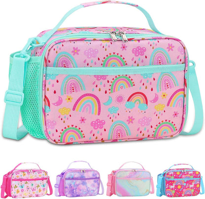 RHCPFOVR Kids Initial Lunch Bag - Insulated Lunch Box for Boys Girls,Washable Lunch Bag and Reusable Toddler Leak-proof Lunchbox for School and Daycare - Colors A