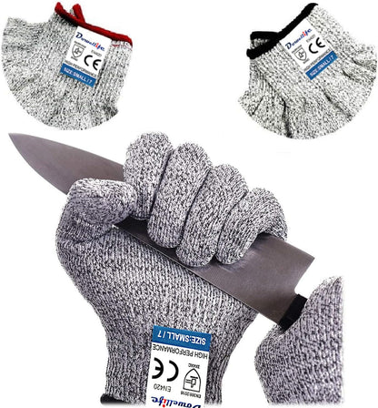 Dowellife Cut Resistant Gloves Food Grade Level 5 Protection, Safety Kitchen Cut Gloves for Chef Oyster Shucking Mandolin Knife Butcher Meat Cutting