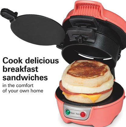 Hamilton Beach Breakfast Sandwich Maker with Egg Cooker Ring, Customize Ingredients, Perfect for English Muffins, Croissants, Mini Waffles, Perfect White Elephant Gifts, Mint (25482)