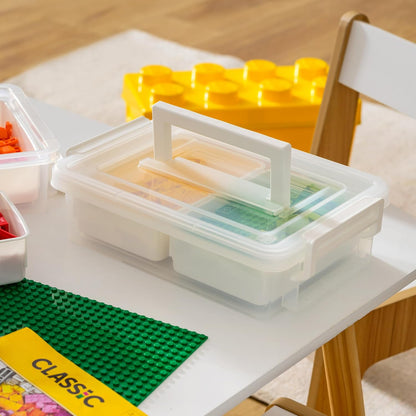 IRIS USA 5 Qt. Plastic Craft Storage Container Bins with Lids, 6 Pack, Small Art & Office Supply Organizer Tote, Sensory Bins & Boxes for Home & University, Stackable, Carry Handle, Clear