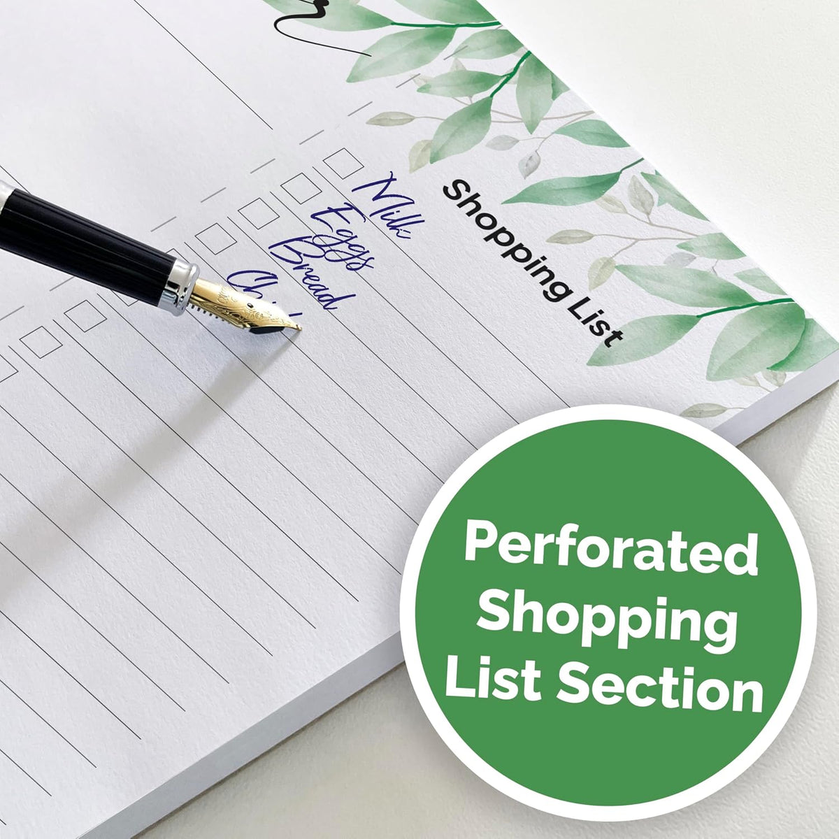 Weekly Meal Planner For Fridge with Tear Off Shopping List, Size 8" x 11.5", Magnetic Shopping List Pad For Fridge, Meal Planning Notepad, Weekly Meal Planner Notepad, Greenery Design.