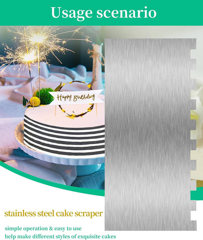 8.6 Inch Metal Cake Scraper Smoother, Edge Side Jagged Comb for Cream