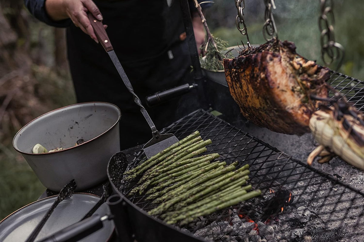 Barebones Cowboy Grill Spatula - Heavy Duty Stainless Steel Turner with Wide Flat Head and Non-slip Handle for Outdoor Cooking