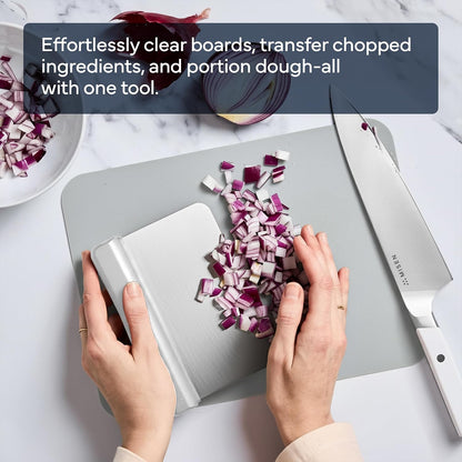 Misen Stainless Steel Bench Scraper - Versatile Food Scraper with Blue Handle - Ideal for Kitchen, Pastry & Dough - Durable Cutting Board Scraper Tool for Effortless Transfer into Pots & Pans - Blue