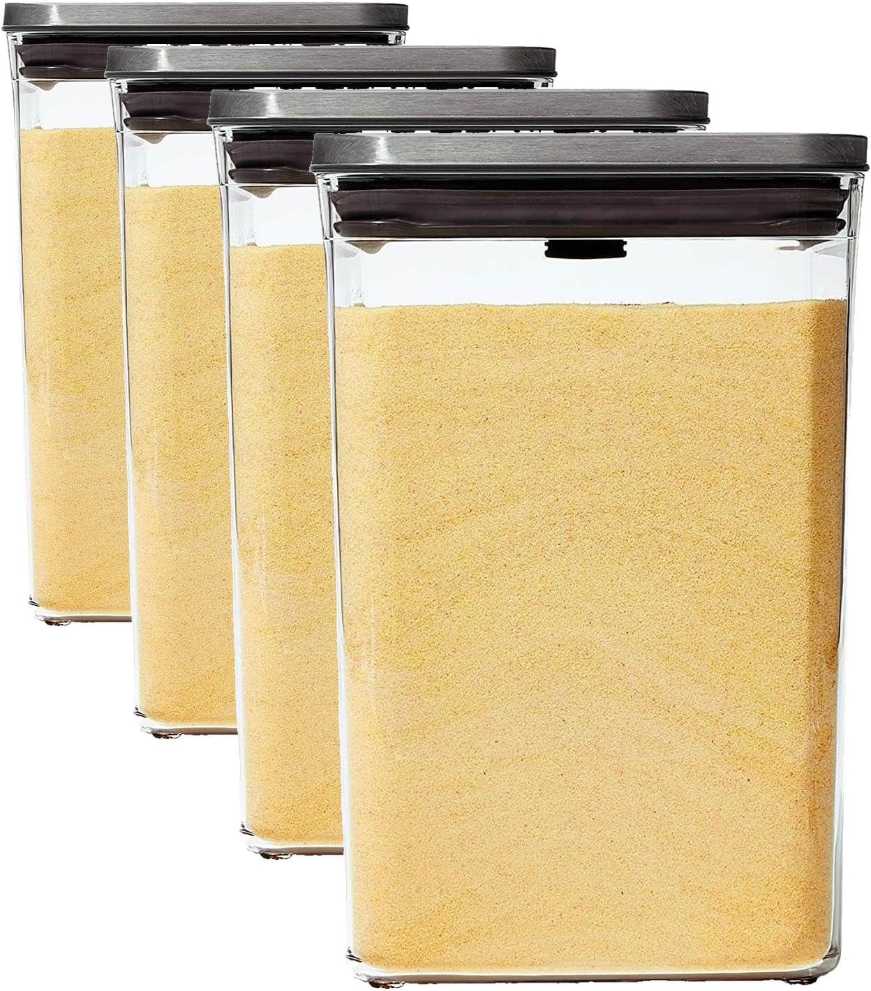 OXO Steel POP Container Big Medium Square - 4.4 Qt for Flour, Sugar and More,Grey
