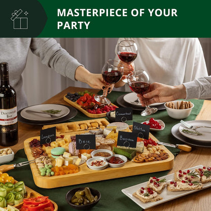 ROYAL CRAFT WOOD Premium Bamboo Charcuterie Board Set - Cheese Platter & Serving Tray & Serving Utensils - Perfect Housewarming Gift, Wedding, Bridal Shower Gift - Ideal for Entertaining and New Home