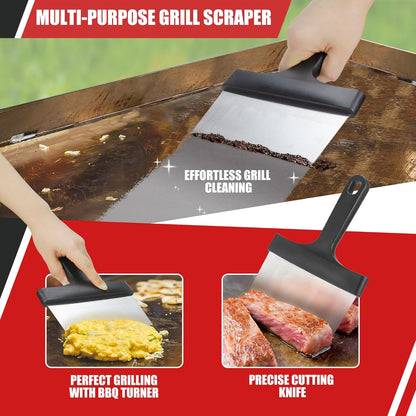 Upgraded Griddle Cleaning Kit for Blackstone, Flat Top Grill Cleaner Set with Grill Stone, Griddle Scraper, Scouring Pads and Handles, BBQ Accessories Tools Set for Deep Cleaning (19 PCS)