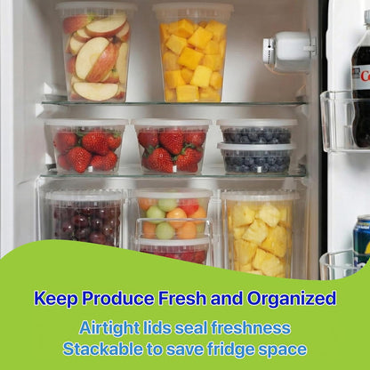 Food Storage Containers [10 Set] x [32 oz] Plastic Deli Containers with Lids Soup Meal Prep Containers | BPA Free | Stackable | Leakproof | Microwave/Dishwasher/Freezer Safe (10 Set, 32 oz)