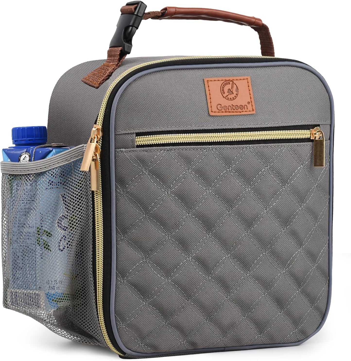 Genteen Kids Lunch Box, Lunch bag for Girls Teen,Insulated Soft Mini Cooler with Bottle Holder, Lightweight Reusable East-Clean LunchBox Back to School-Purple