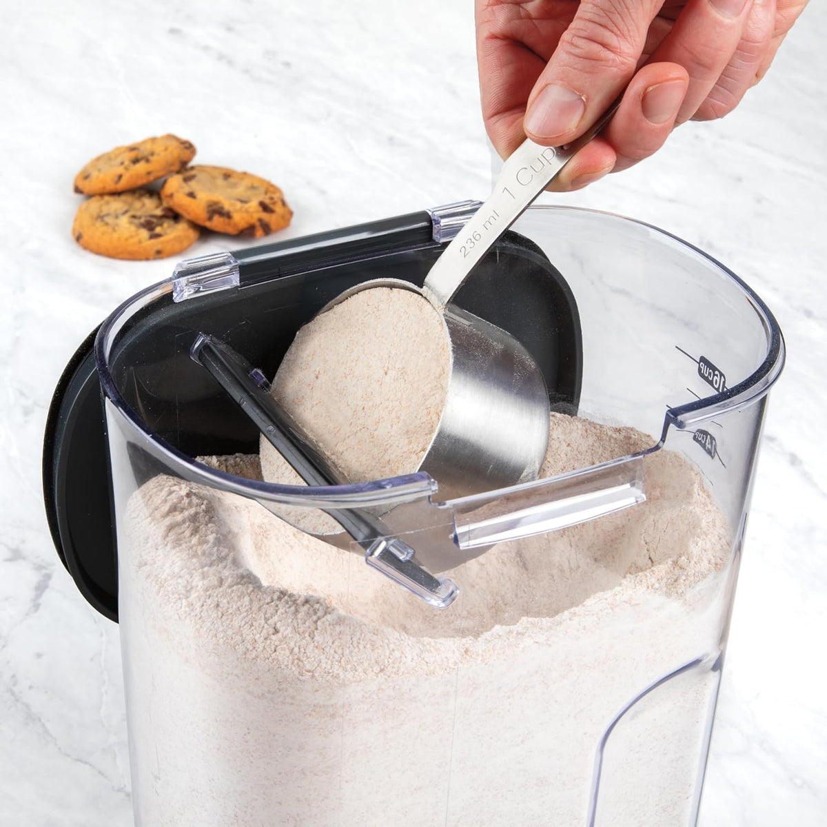 ProKeeper+ Airtight Food Storage Container Set – Clear Plastic Flour and Sugar Canister Set with Magnetic Accessories for Kitchen Organization (Grey, 9-Piece)