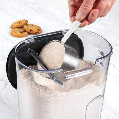 ProKeeper+ Airtight Food Storage Container Set – Clear Plastic Flour and Sugar Canister Set with Magnetic Accessories for Kitchen Organization (Grey, 9-Piece)