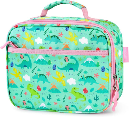 mibasies Kids Lunch Box for Girls Toddler, Insulated and Reusable Lunch Bag for School, Pink Rainbow