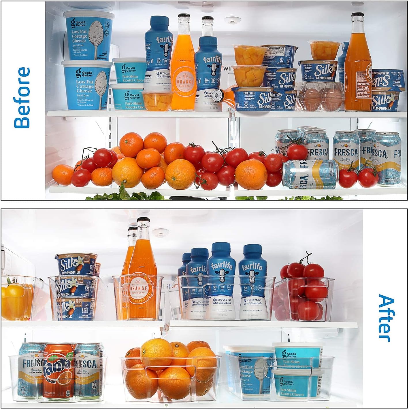 STORAGEBUD Fridge Organizer - 14 Piece Refrigerator Organizer Bins - Stackable Freezer Organizer - Clear Refrigerator Organizer - Acrylic Fridge Bins, (VDS-SB-BIN-14SET)