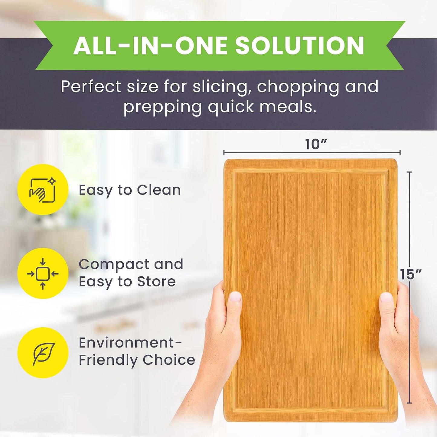 Greener Chef Luxury Bamboo Cutting Board Set of 3 with Glue-Free Surface Technology - Extra Spacious Wood Cutting Boards for Kitchen and XL Chopping Board Set - Replacements for Life