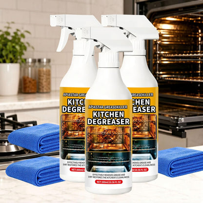 Apiastar Greasekiller Spray,2026 New,300ML/10.56FL.OZ Apiastar Grill Cleaner Spray,Suitable For Greasy Grates, Drip Trays, Sticky Buildup, Exterior Grill Messes(2PCS)