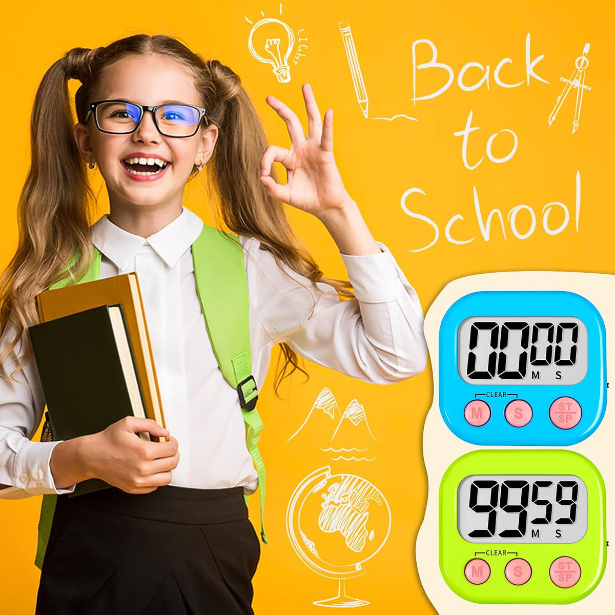 ZILLEEN Classroom Timer for Kids Teachers Digital Timers Blue Green
