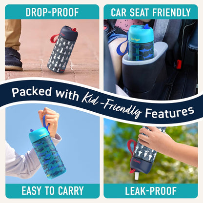 Bentgo Kids Water Bottle - Leak-Proof, Durable Tritan PFAS- & BPA-Free 15 fl oz, Kids/Toddlers Ages 3+ for School & Sports; Bite & Sip Spout, Carrying Handle, Dishwasher Safe (Unicorn)