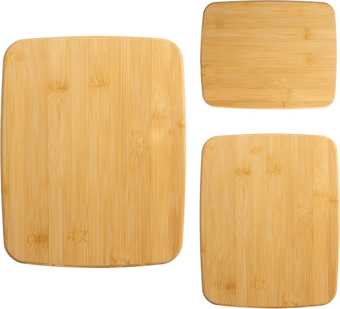 3-piece bamboo cutting board set,non-slip kitchen cutting board set includes 14 "x11", 10 "x8" and 8 "x5.5" for cutting meat, vegetables and cheese, which can be turned over and easily cleaned.