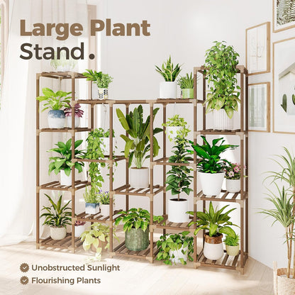 Bamworld Plant Stand Indoor Plant Shelf Outdoor Wood Plant Rack
