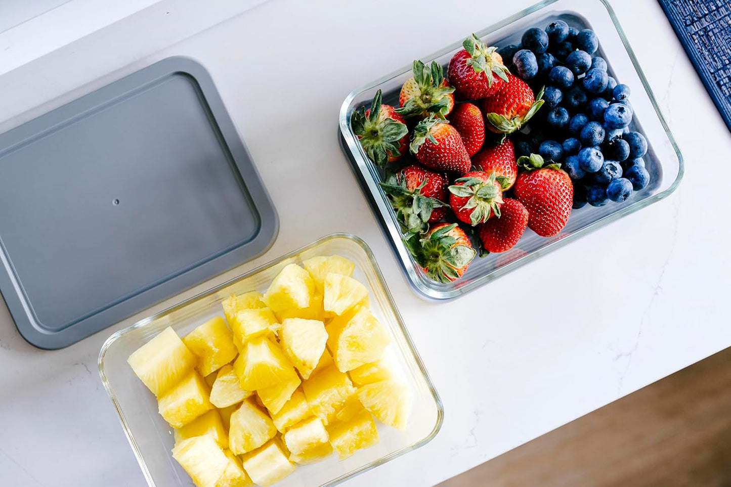 DURA LIVING 4-Piece Glass Food Storage Container (2 Containers + 2 Lids) | 6.55-Cup Rectangular, Leakproof | Microwave, Freezer, Oven & Dishwasher Safe | Ideal for Meal Prep & Pantry Organization
