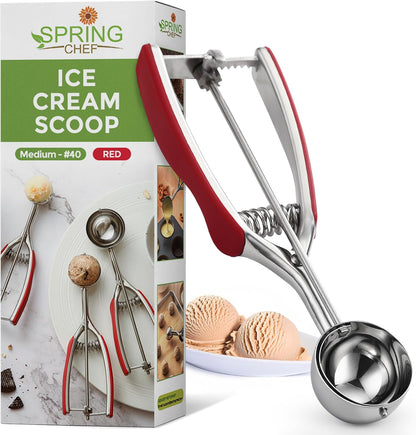Spring Chef Extra Large Stainless Steel Cookie Scoop, #10, 5.5 Tbsp, Black