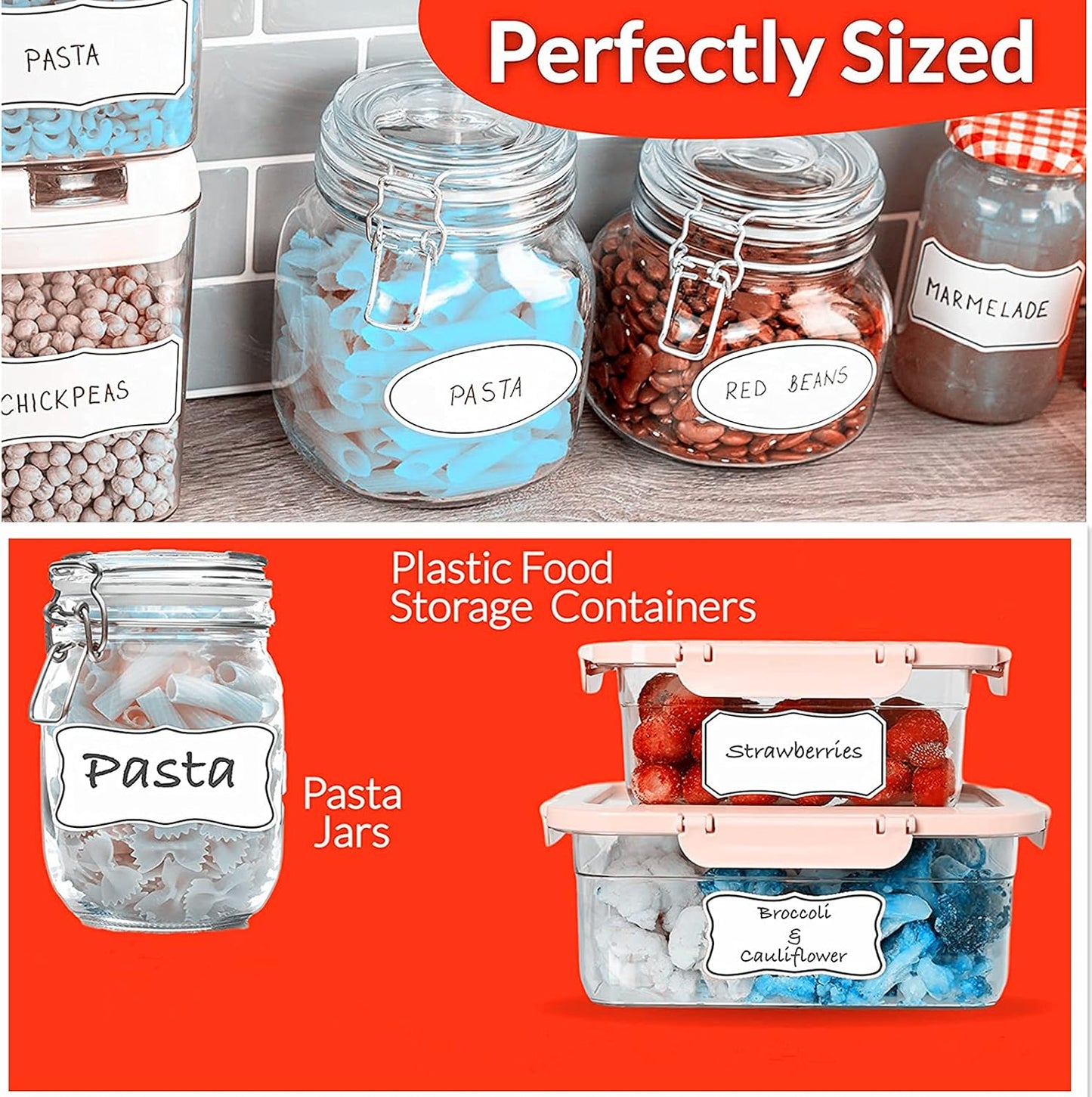 Hybsk Removable Freezer Food Labels for Jars Easy Peel Off - Frozen Food Storage Labels that Leave No Sticky Residue After Use (Type 2)