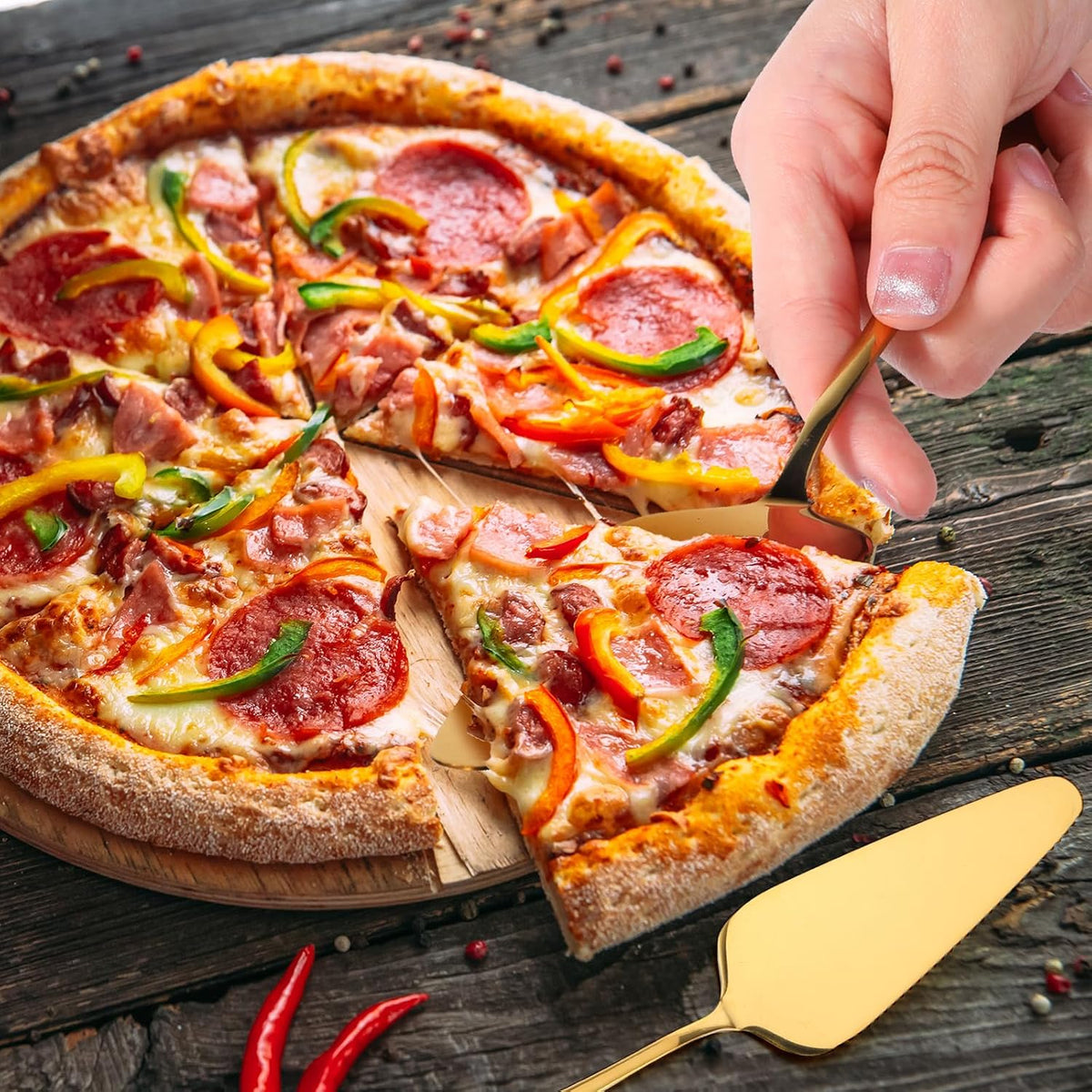 20 Pcs Pie Server Pizza Server Spatula Stainless Steel Cake Pie Pastry Professional Utensil for Pizza Dessert Cheese Cutting, 9 Inches, gold