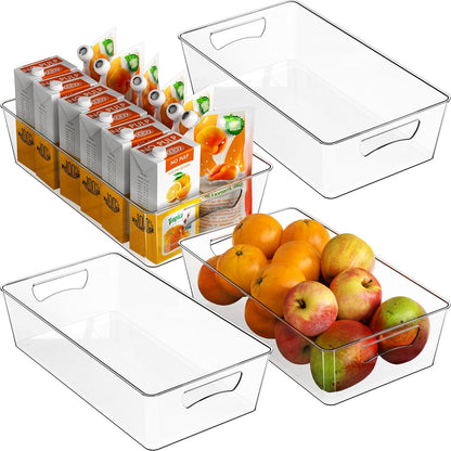 Simple Houseware 4 Pcs Pantry Clear Bin Storage Organizer, 14" x 7" x 3.75"