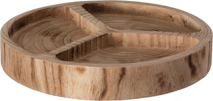 3 Sectional Round Veggie Tray with Lid – Divided Snack Tray for Dining Table, Vegetable Tray Platter, Sectioned Serving Tray for Parties, Kitchen Decoration