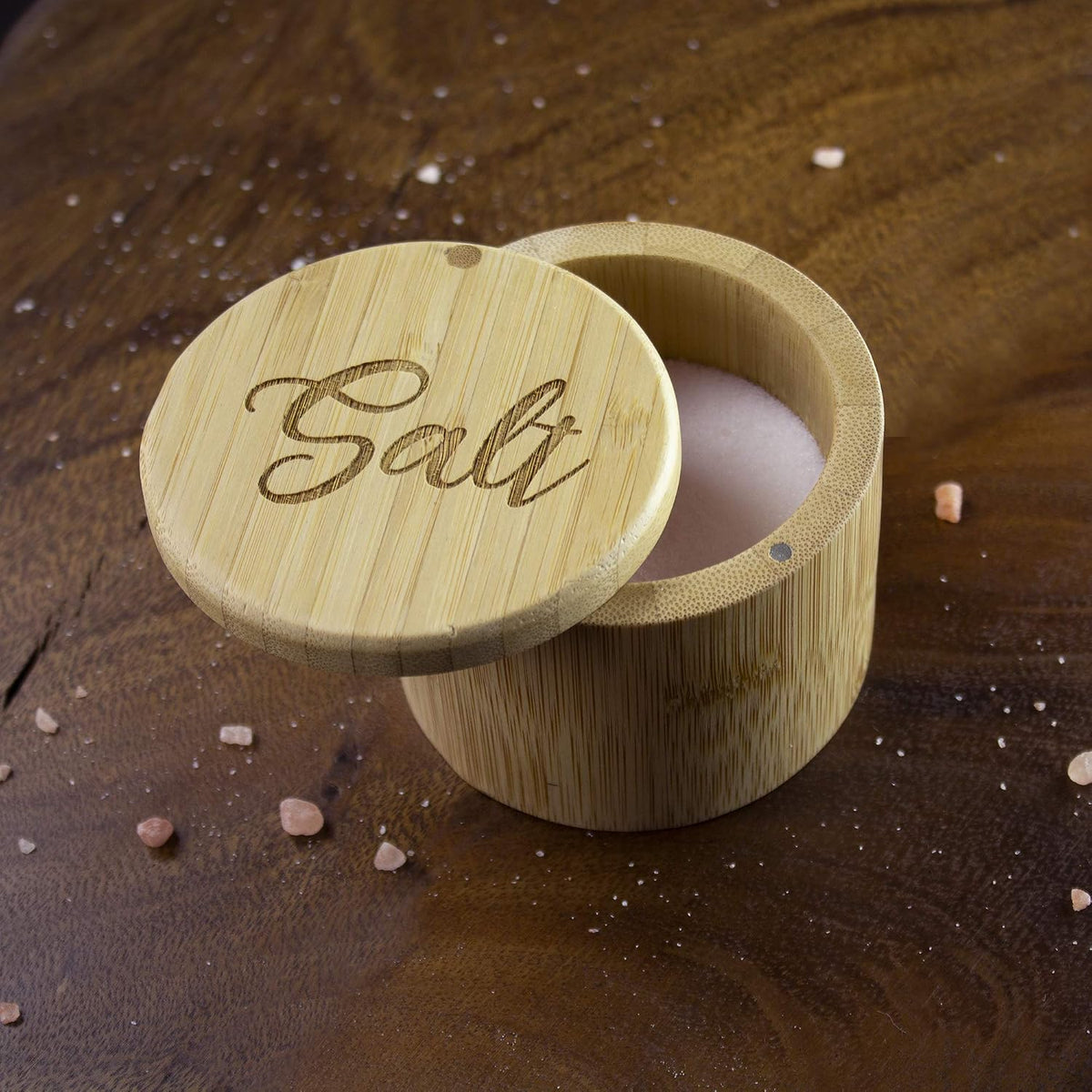 Totally Bamboo Salt Cellar with Swivel Lid, Salt Container for Countertop