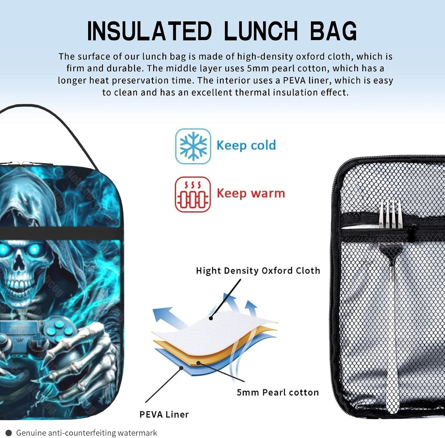 Boys Lunch Box for School Insulated Football Lunch Bag for Kid Boys Girls Teen Bento Boxes to School Office Picnic Travel Hiking Lunchbag Waterproof Leakproof with Adjustable Shoulder Strap