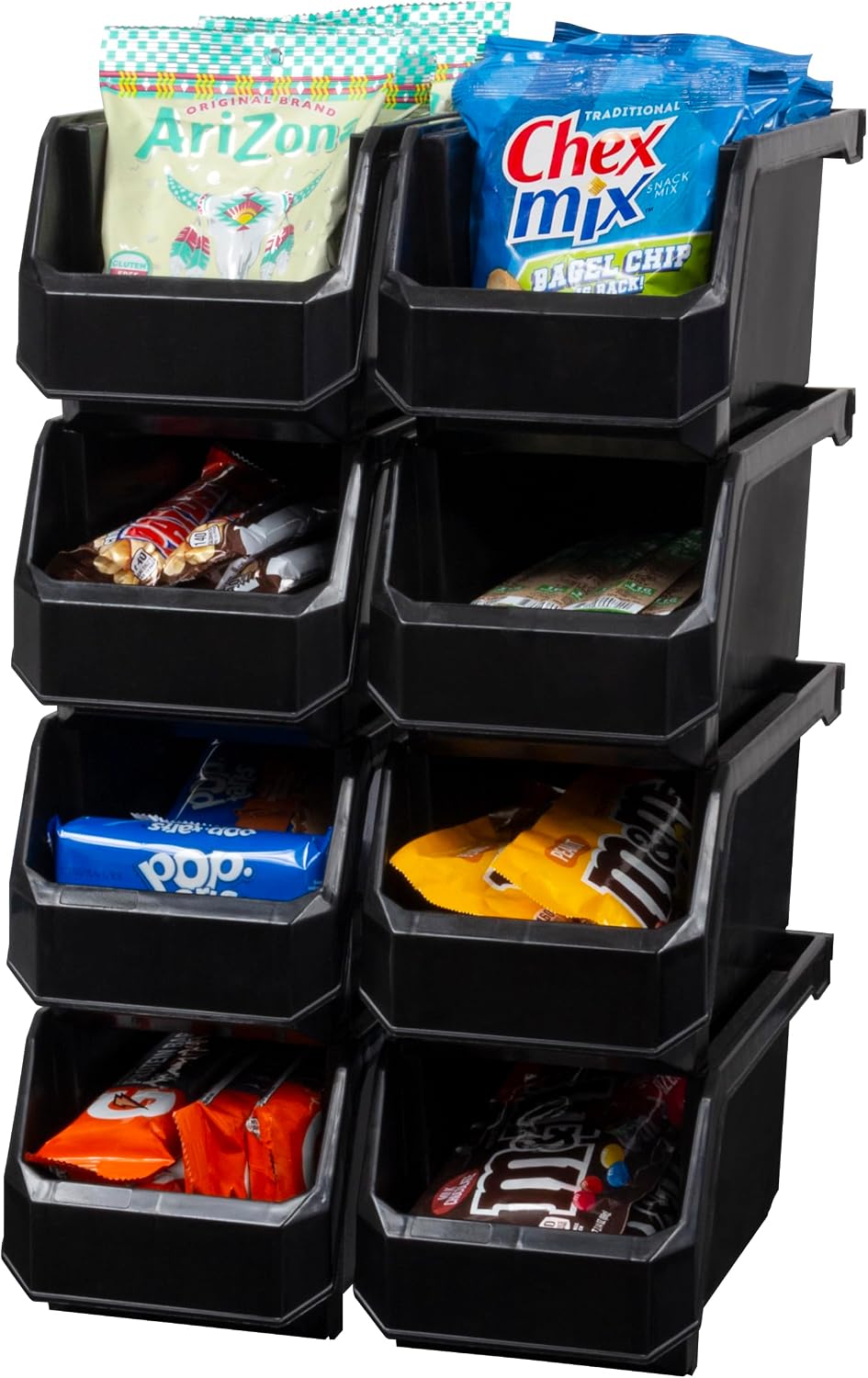 ReadySpace Medium Plastic Storage Bins, Stackable Organizer Containers for Closet Pantry Shelf Garage and Office Organization, Clear, 8 Pack