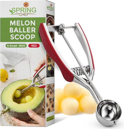 Spring Chef Extra Large Stainless Steel Cookie Scoop, #10, 5.5 Tbsp, Black