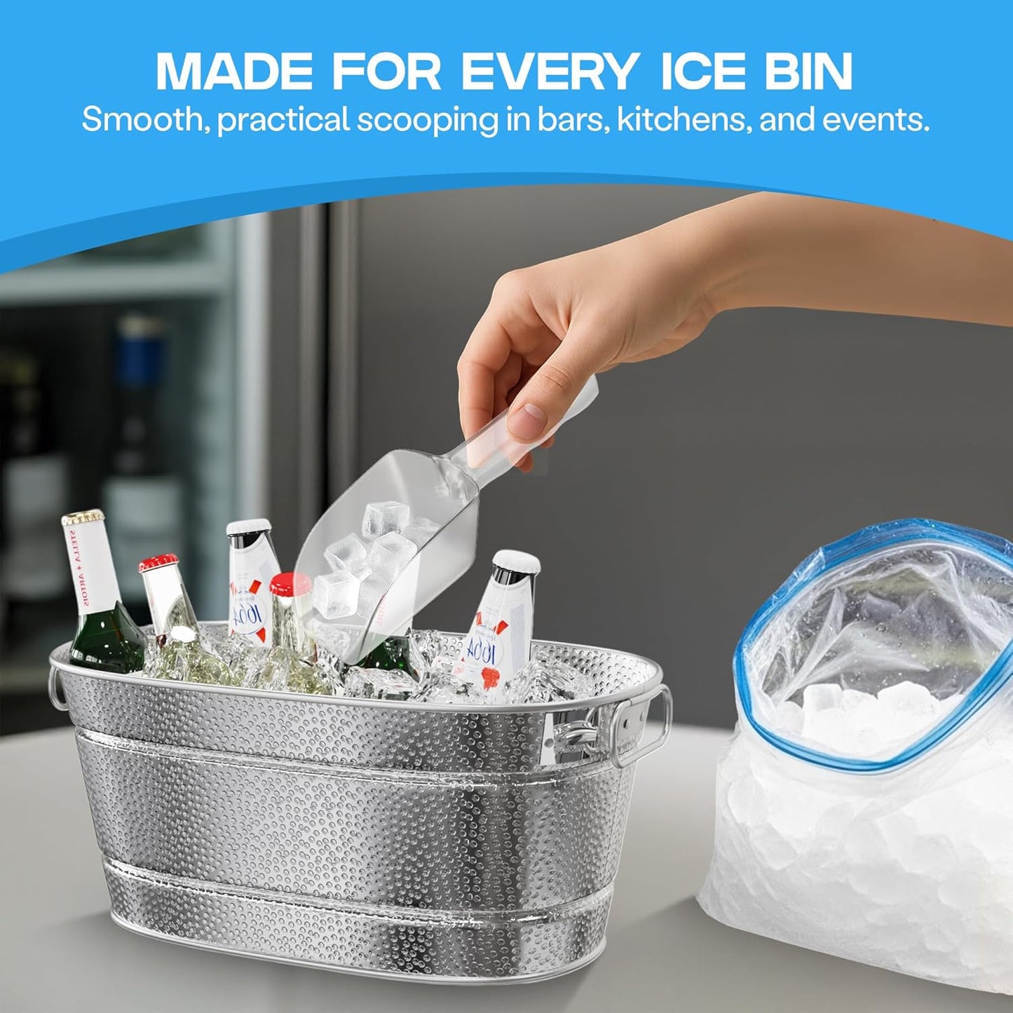 2 Pack Galvanized Tub with Handles - Beverage Tub with 2 Ice Scoops, 3 Gallon Ice Bucket for Parties, Metal Drink Buckets for Parties for Champagne Cocktails Wine Cooling for Mimosa Bar Supplies