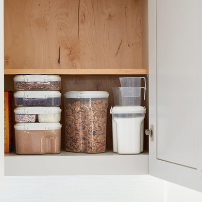 Sistema Flour and Sugar Storage Containers for Pantry with Lids and Measuring Cup, Dishwasher Safe, 13.7-Cup, White