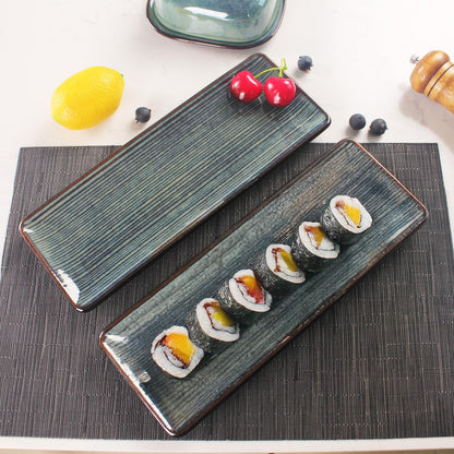 Porcelain Rectangular Plates, Large Cookie Trays, Set of 4, Shatterproof, Dishwasher-Safe, Perfect for Sushi, Baguettes, Snacks, Appetizers, Rolls, or Table Centerpieces.