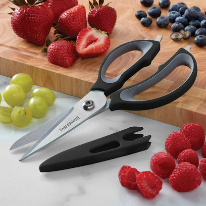 Farberware 4-in-1 Kitchen Scissors, High Carbon Stainless Steel, Black