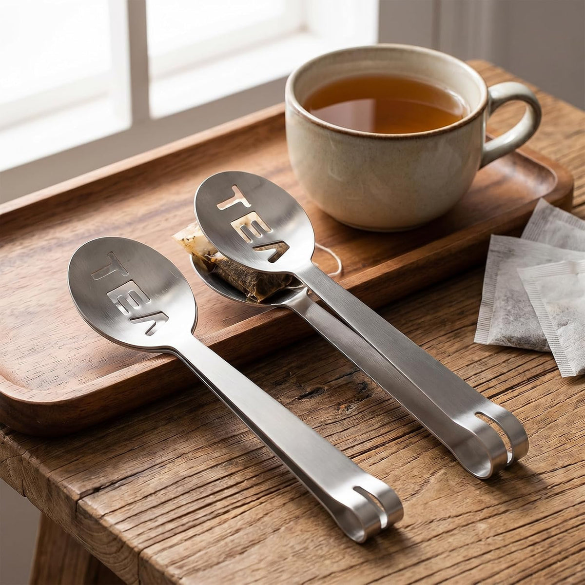 Tea Bag Squeezer, 2 Pcs Stainless Steel Tea Tongs, Teabag Filter
