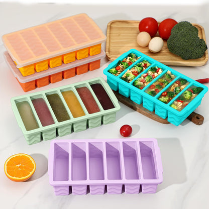 3-Pack Silicone Freezer Trays with Lid,2 Large 2-Cup(500ml)&4 Medium 1-Cup(250ml)&6 Small 1/2-Cup(125ml) Soup Freezer Container Molds,Ice Cube Tray For Meal Prep&Freezing Soup,Stews,Sauces