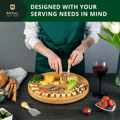 ROYAL CRAFT WOOD Premium Bamboo Charcuterie Board Set - Cheese Platter & Serving Tray & Serving Utensils - Perfect Housewarming Gift, Wedding, Bridal Shower Gift - Ideal for Entertaining and New Home
