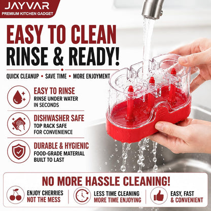 JAYVAR Cherry Pitter Tool, 2-in-1 Multi Cherry Seed Remover & Slicer