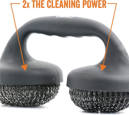 Yukon Glory BBQ Grill Brush, Commercial-Grade Double Stainless Steel Cleaning Pads, Easy-Grip Grill Cleaner for Gas, Charcoal, Porcelain, Ceramic & Cast Iron Grates