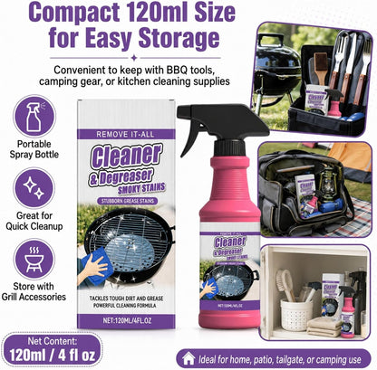 Cleaner and Degreaser for Grill, Fast-Acting Heavy-Duty Grill Degreaser Spray, BBQ Grill Cleaner for Outdoor Grills, Grease Remover for Grates, Smoky Stains and Kitchen Cleaning (3 PCS)
